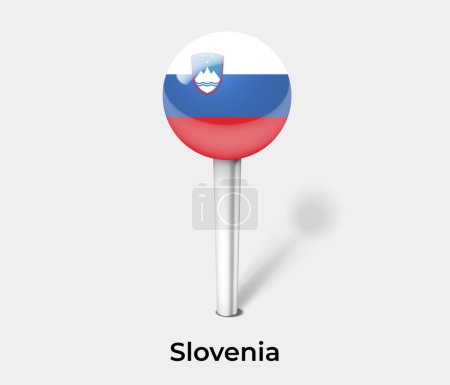 Téléchargez les illustrations : Slovénie drapeau pays pin carte marqueur - en licence libre de droit