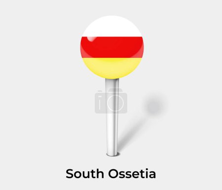 Illustration for South Ossetia country flag pin map marker - Royalty Free Image