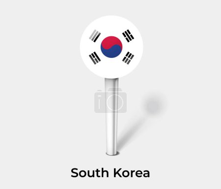 Illustration for South Korea country flag pin map marker - Royalty Free Image