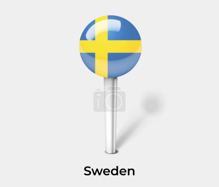 Téléchargez les illustrations : Suède drapeau du pays pin carte marqueur - en licence libre de droit