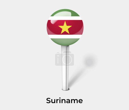 Illustration for Suriname country flag pin map marker - Royalty Free Image
