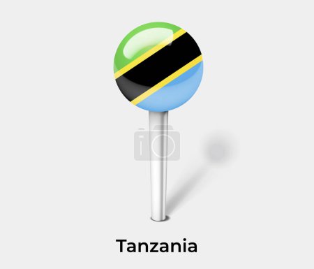 Téléchargez les illustrations : Tanzanie drapeau pays pin carte marqueur - en licence libre de droit