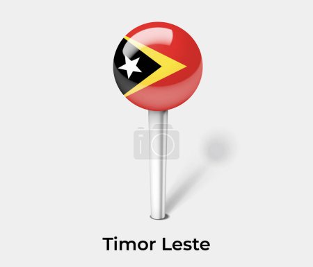 Illustration for Timor Leste country flag pin map marker - Royalty Free Image
