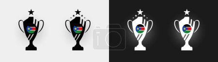Téléchargez les illustrations : Coupe du Soudan du Sud trophée pokal champion de football illustration vectorielle - en licence libre de droit
