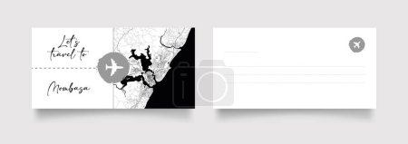Ilustración de Mombasa Nombre de la ciudad (Kenia, África) con negro blanco mapa de la ciudad vector de ilustración - Imagen libre de derechos