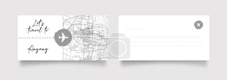 Vektor für Anyang City Name (China, Asien) mit schwarz-weißem Stadtplan-Illustrationsvektor - Lizenzfreies Bild