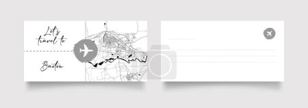 Illustration for Baotou City Name (China, Asia) with black white city map illustration vector - Royalty Free Image