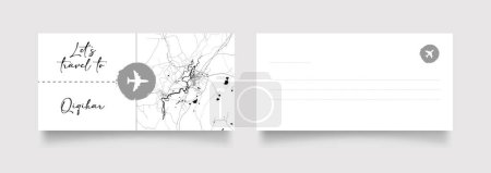 Ilustración de Nombre de la ciudad de Qiqihar (China, Asia) con vector de ilustración de mapa de ciudad blanco negro - Imagen libre de derechos