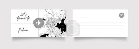 Illustration for Putian City Name (China, Asia) with black white city map illustration vector - Royalty Free Image