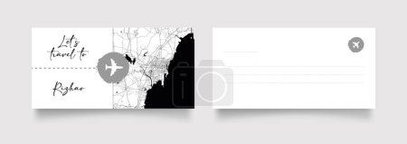 Illustration for Rizhao City Name (China, Asia) with black white city map illustration vector - Royalty Free Image
