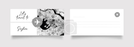 Ilustración de Nombre de la ciudad de Suzhou (China, Asia) con negro blanco mapa de la ciudad vector de ilustración - Imagen libre de derechos