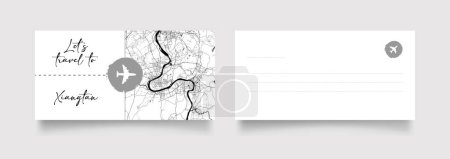 Illustration for Xiangtan City Name (China, Asia) with black white city map illustration vector - Royalty Free Image