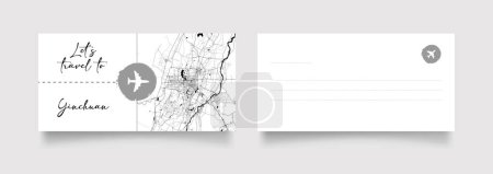 Téléchargez les illustrations : Nom de la ville de Yinchuan (Chine, Asie) avec vecteur d'illustration de carte de ville en blanc noir - en licence libre de droit