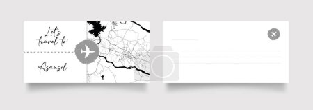 Illustration for Asansol City Name (India, Asia) with black white city map illustration vector - Royalty Free Image