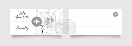Ilustración de Bareilly Nombre de la ciudad (India, Asia) con negro blanco mapa de la ciudad vector de ilustración - Imagen libre de derechos