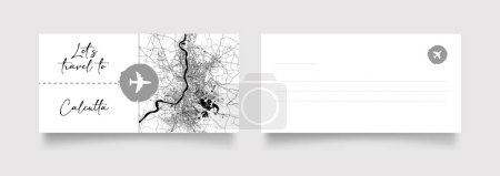 Ilustración de Nombre de la ciudad de Calcuta (India, Asia) con negro blanco mapa de la ciudad vector de ilustración - Imagen libre de derechos