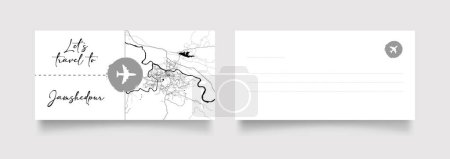 Illustration for Jamshedpur City Name (India, Asia) with black white city map illustration vector - Royalty Free Image