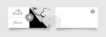 Téléchargez les illustrations : Nom de la ville de Kannur (Inde, Asie) avec vecteur d'illustration de carte de ville en blanc noir - en licence libre de droit