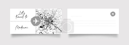 Illustration for Madurai City Name (India, Asia) with black white city map illustration vector - Royalty Free Image