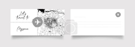 Téléchargez les illustrations : Nom de la ville de Mysuru (Inde, Asie) avec vecteur d'illustration de carte de ville en blanc noir - en licence libre de droit