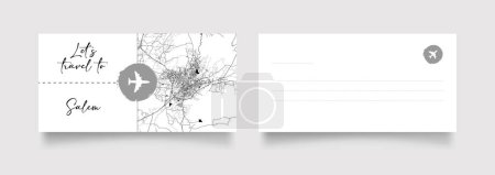 Ilustración de Nombre de la ciudad de Salem (India, Asia) con negro blanco mapa de la ciudad vector de ilustración - Imagen libre de derechos