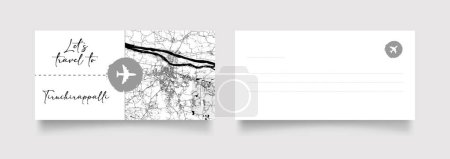 Téléchargez les illustrations : Tiruchirappalli Nom de la ville (Inde, Asie) avec vecteur d'illustration de carte de ville en blanc noir - en licence libre de droit