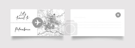 Ilustración de Nombre de la ciudad de Pekanbaru (Indonesia, Asia) con negro blanco mapa de la ciudad vector de ilustración - Imagen libre de derechos