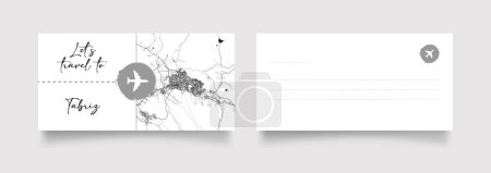 Illustration for Tabriz City Name (Iran, Asia) with black white city map illustration vector - Royalty Free Image