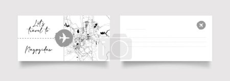 Illustration for Naypyidaw City Name (Myanmar, Asia) with black white city map illustration vector - Royalty Free Image