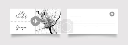 Téléchargez les illustrations : Nom de la ville de Yangon (Myanmar, Asie) avec vecteur d'illustration de carte de ville en blanc noir - en licence libre de droit