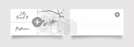 Ilustración de Nombre de la ciudad de Peshawar (Pakistán, Asia) con negro blanco mapa de la ciudad vector de ilustración - Imagen libre de derechos