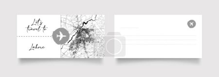 Ilustración de Nombre de la ciudad de Lahore (Pakistán, Asia) con negro blanco mapa de la ciudad vector de ilustración - Imagen libre de derechos