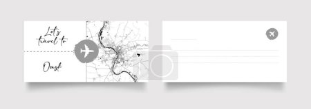 Illustration for Omsk City Name (Russia, Asia) with black white city map illustration vector - Royalty Free Image