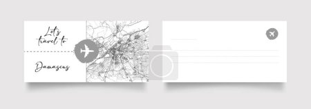 Ilustración de Nombre de la ciudad de Damasco (Siria, Asia) con negro blanco mapa de la ciudad vector de ilustración - Imagen libre de derechos