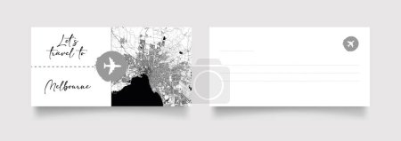 Ilustración de Melbourne City Name (, Australia) con vector de ilustración de mapa de ciudad blanco negro - Imagen libre de derechos
