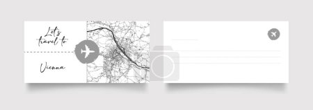 Téléchargez les illustrations : Vienne Nom de la ville (Autriche, Europe) avec vecteur d'illustration de carte de ville en blanc noir - en licence libre de droit