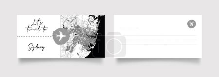 Ilustración de Sydney City Name (, Australia) con vector de ilustración de mapa blanco negro de la ciudad - Imagen libre de derechos