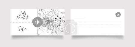 Téléchargez les illustrations : Sofia Nom de la ville (Bulgarie, Europe) avec vecteur d'illustration de carte de ville en blanc noir - en licence libre de droit