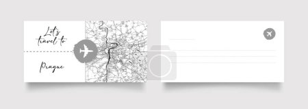 Téléchargez les illustrations : Prague Nom de la ville (République tchèque, Europe) avec vecteur d'illustration de carte de ville en blanc noir - en licence libre de droit