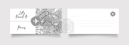 Téléchargez les illustrations : Nom de la ville de Paris (France, Europe) avec vecteur d'illustration de carte de ville en blanc noir - en licence libre de droit