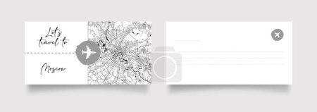 Téléchargez les illustrations : Nom de la ville de Moscou (Russie, Europe) avec vecteur d'illustration de carte de ville en blanc noir - en licence libre de droit