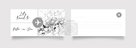 Illustration for Rostov on Don City Name (Russia, Europe) with black white city map illustration vector - Royalty Free Image