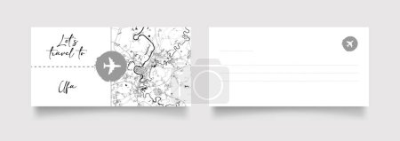 Téléchargez les illustrations : Nom de la ville d'Oufa (Russie, Europe) avec vecteur d'illustration de carte de ville en blanc noir - en licence libre de droit