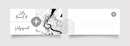 Illustration for Volgograd City Name (Russia, Europe) with black white city map illustration vector - Royalty Free Image