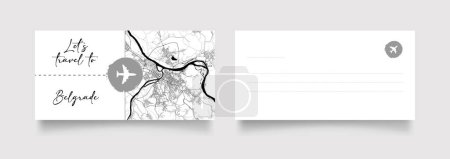 Téléchargez les illustrations : Belgrade Nom de la ville (Serbie, Europe) avec vecteur d'illustration de carte de la ville en blanc noir - en licence libre de droit