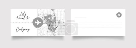 Téléchargez les illustrations : Calgary Nom de la ville (Canada, Amérique du Nord) avec vecteur d'illustration de carte de la ville en blanc noir - en licence libre de droit