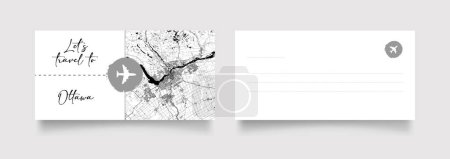 Illustration for Ottawa Ontario City Name (Canada, North America) with black white city map illustration vector - Royalty Free Image