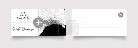 Ilustración de Santo Domingo Nombre de la ciudad (República Dominicana, América del Norte) con negro blanco mapa de la ciudad ilustración vector - Imagen libre de derechos