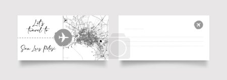 Ilustración de Nombre de la ciudad de San Luis Potosí (México, América del Norte) con vector de ilustración de mapa de ciudad blanco negro - Imagen libre de derechos