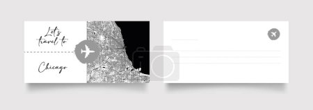 Ilustración de Nombre de la ciudad de Chicago (Estados Unidos, América del Norte) con negro blanco mapa de la ciudad vector de ilustración - Imagen libre de derechos